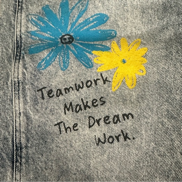 PacSun Womens Baggy Blue Jeans Painted Wide Leg Medium Wash Size 26 - Picture 4 of 16